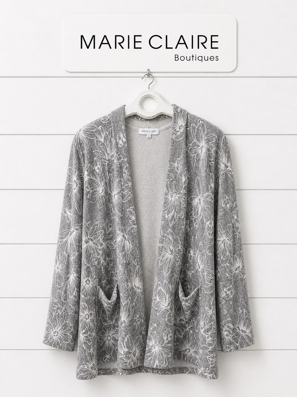 MARIE CLAIRE • Cardigan à capuche fleuri • Taille G/L